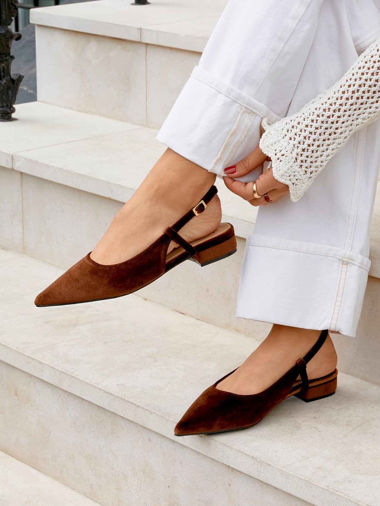 Linzi Clasica Brown Velvet Pointed Toe Ballet Flat image 2