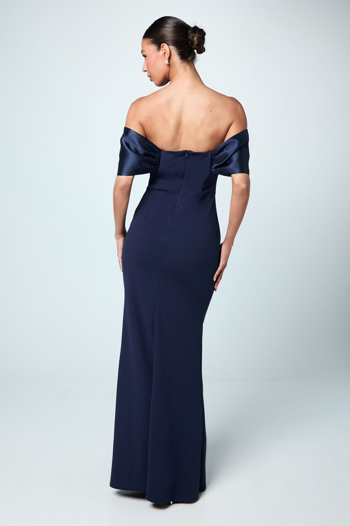 Coast Satin Sleeve Scuba Maxi Bridesmaid Dress Navy image 3