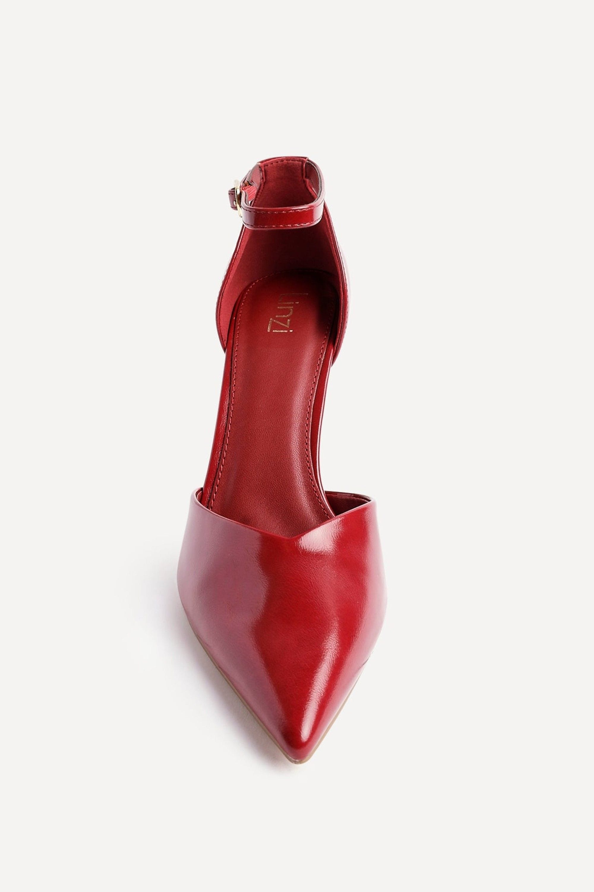 Linzi Moira Red Faux Leather V Cut Court Heel image 4