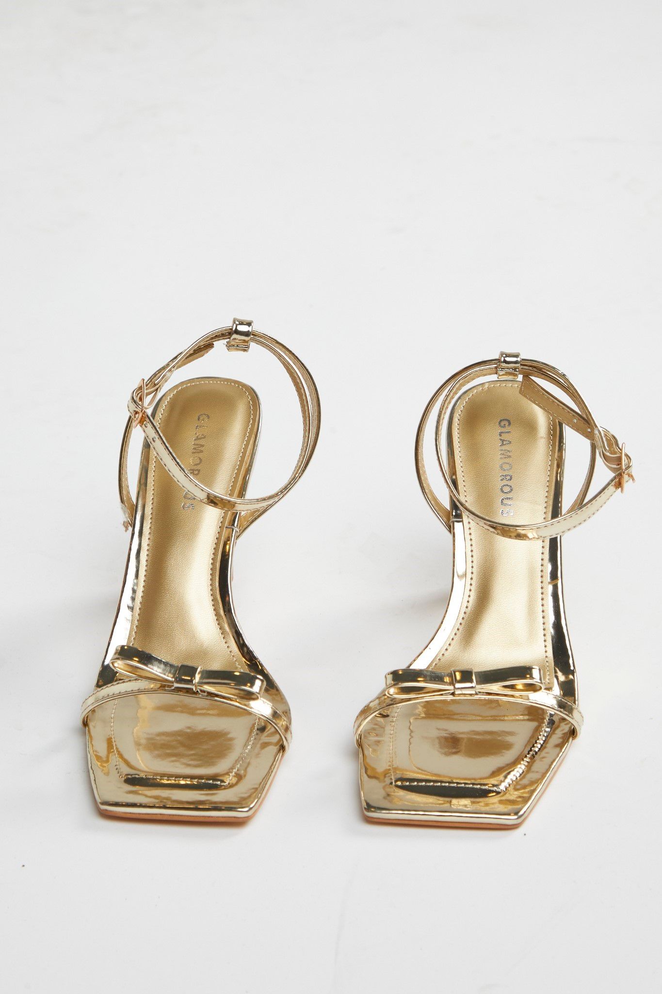 Shnoo Gold Strappy Bow Barely There-Heels image 2