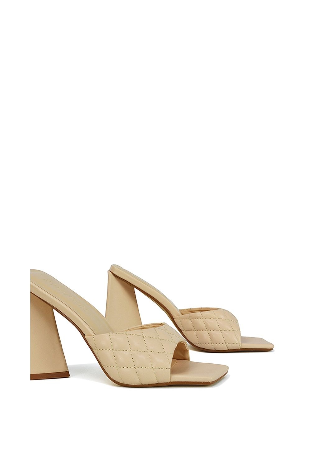 XY London 'Maylin' Quilted Square Toe Sculptured Flared High Heels image 3