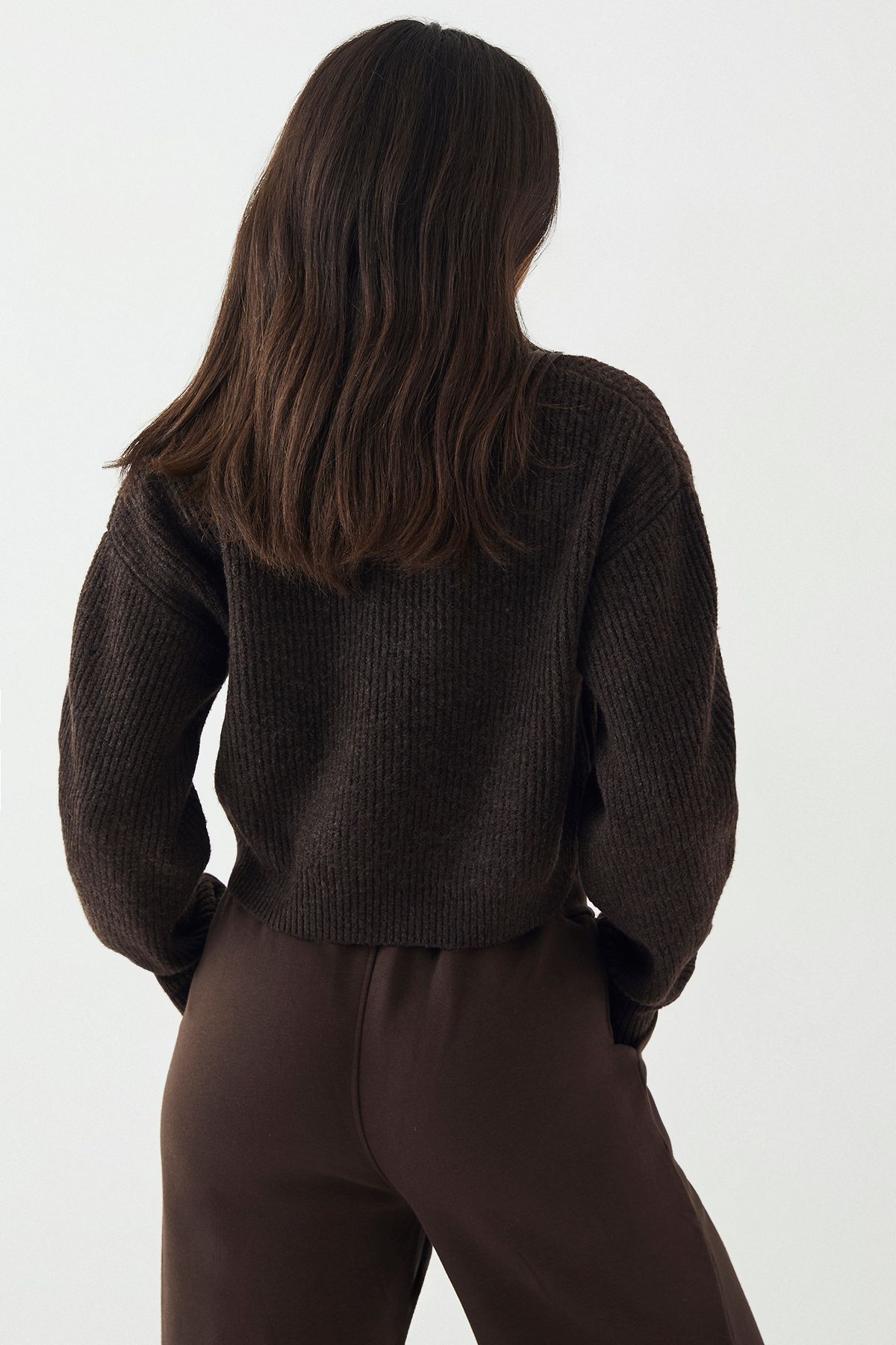 DSGN Studio DSGN Studio Double Zip Through Knitted Jumper Espresso image 2