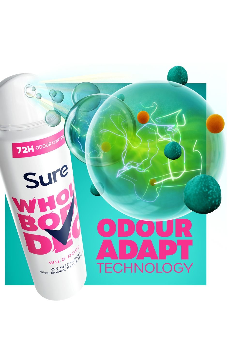 Sure Wild Rose Whole Body 'Deodorant Spray' Aluminium Free 150ml, 3pk image 2