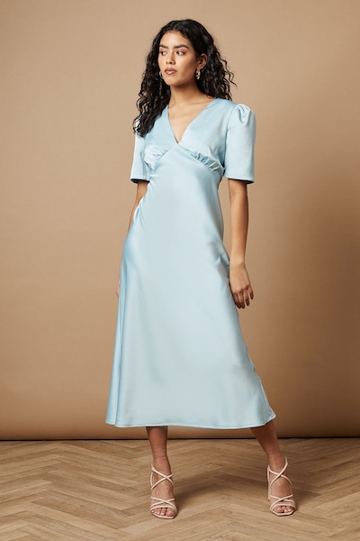 Oasis Petite Satin Midaxi Dress Blue