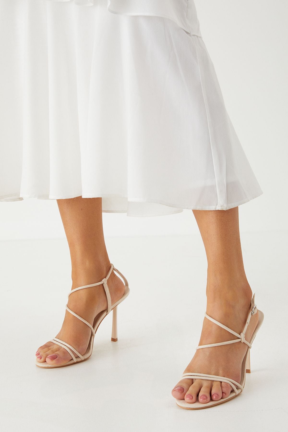 MissPap Strappy Knot Detail High Stiletto Heel Sandals Nude image 2