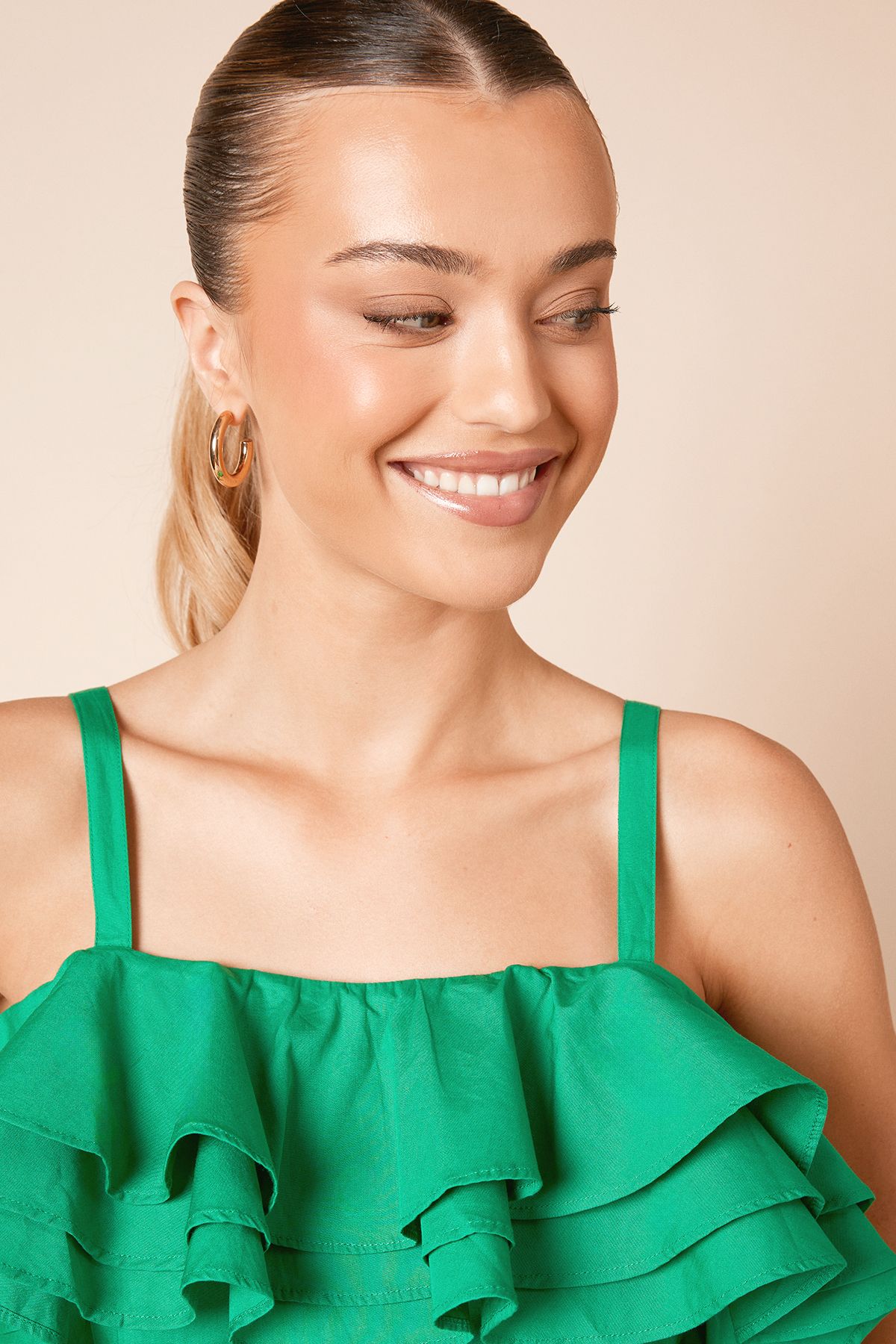 Dorothy Perkins Frill Front Strappy Maxi Dress Green image 5