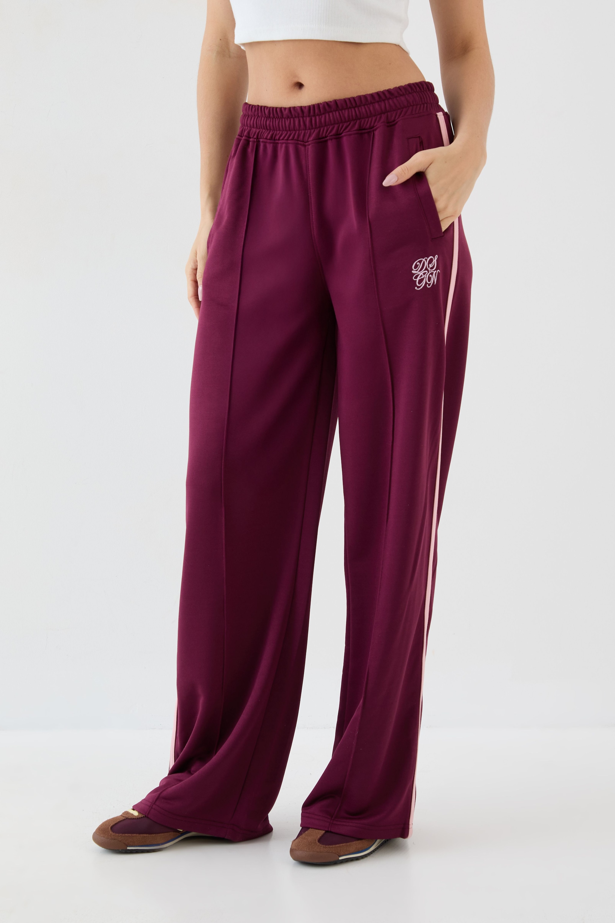 DSGN Studio DSGN Studio Tricot Contrast Straight Leg Jogger Plum image 3