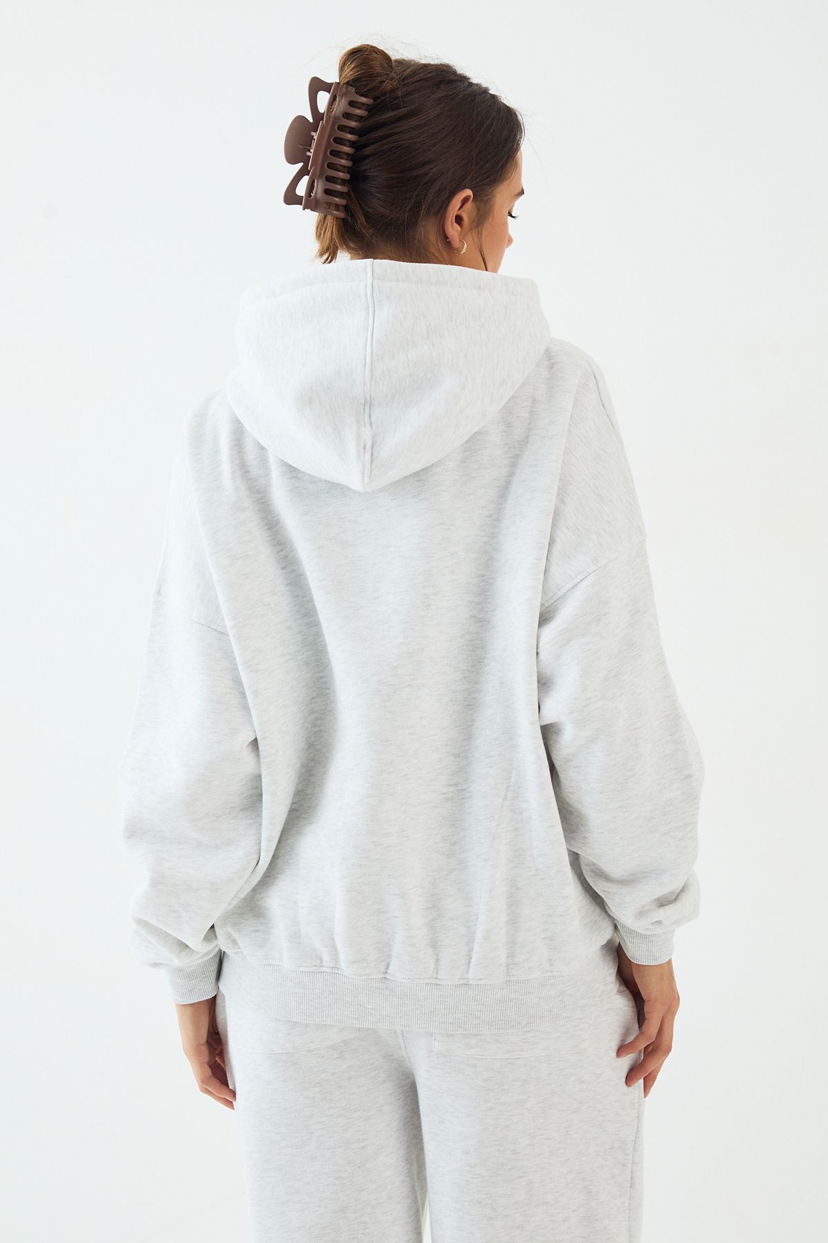 DSGN Studio DSGN Studio Towelling Applique Oversized Hoodie Ash Grey image 2