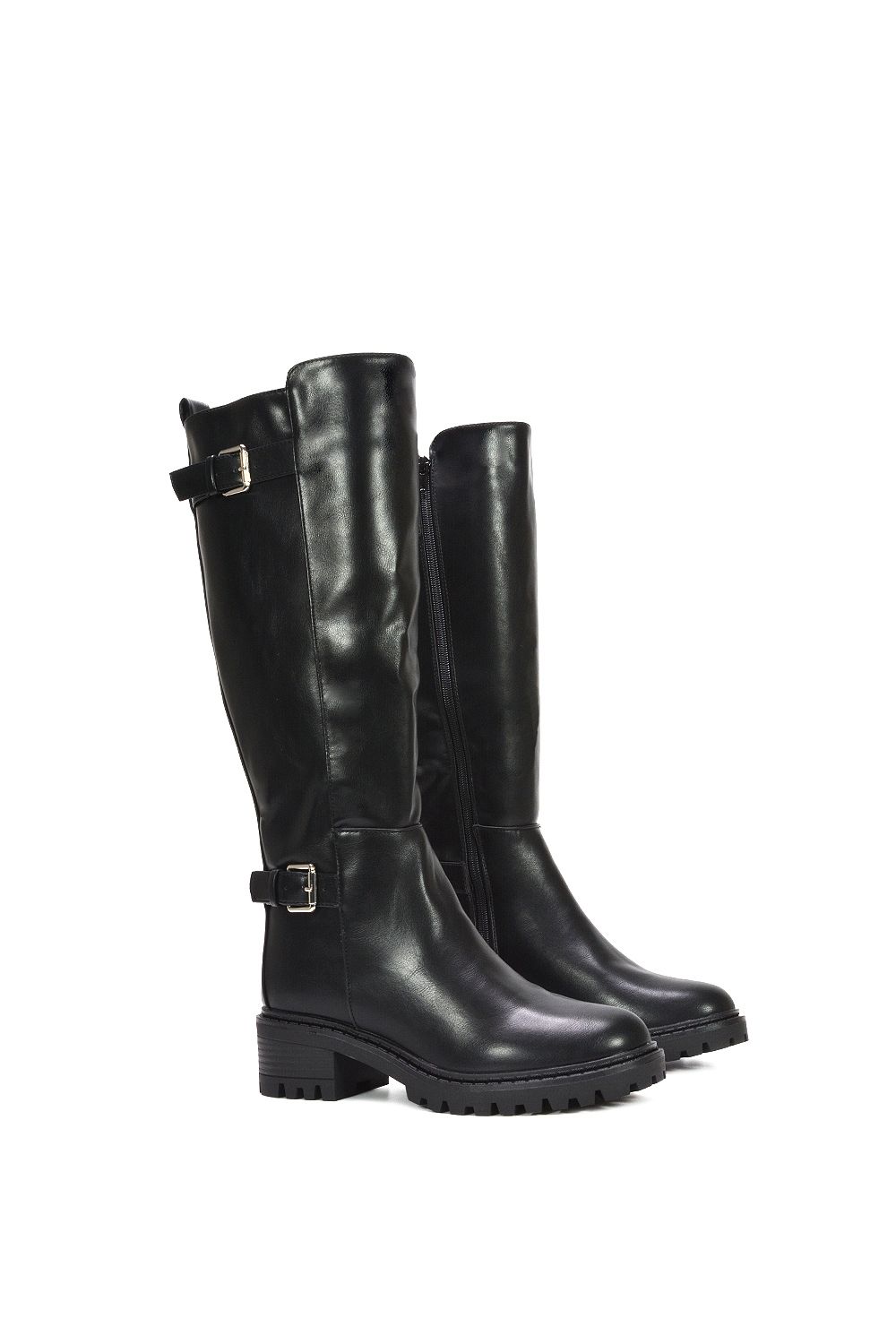 XY London 'Diana' Chunky Low Heel Knee High Biker Boots image 3