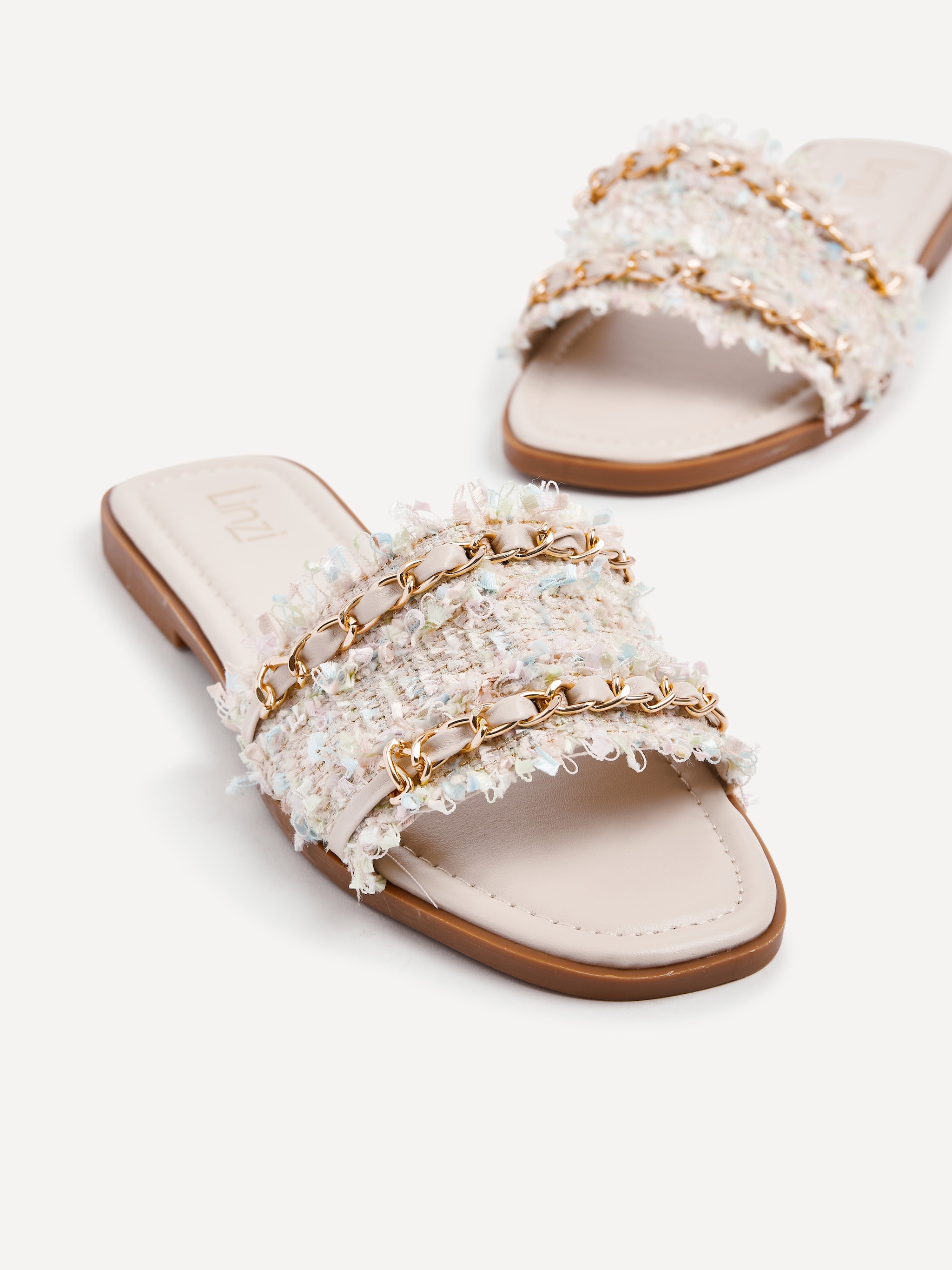 Linzi Lola Nude & Mint Faux Leather Slider image 5