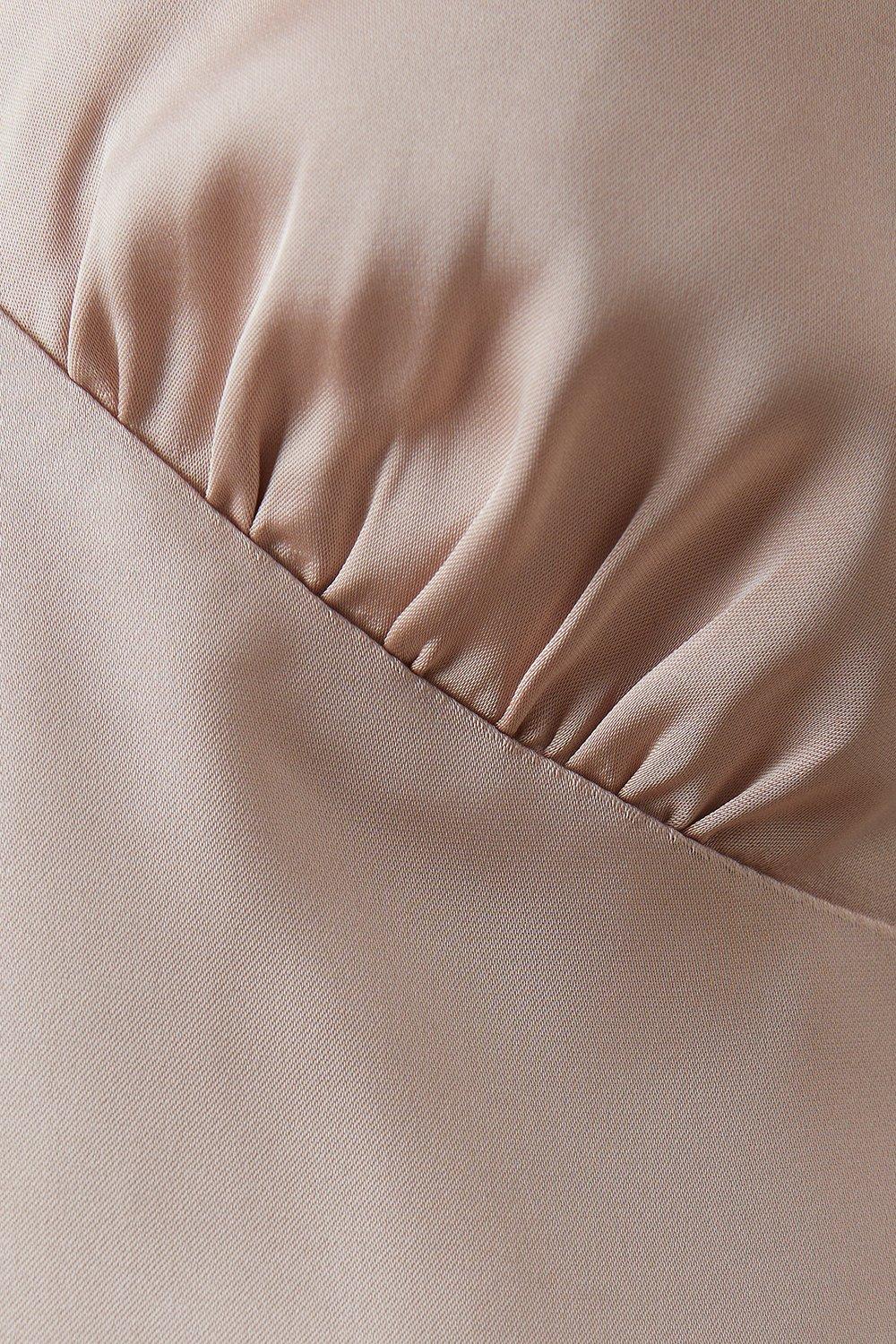 Coast Maternity Bow Back V Neck Satin Bridesmaid Dress Mocha image 5