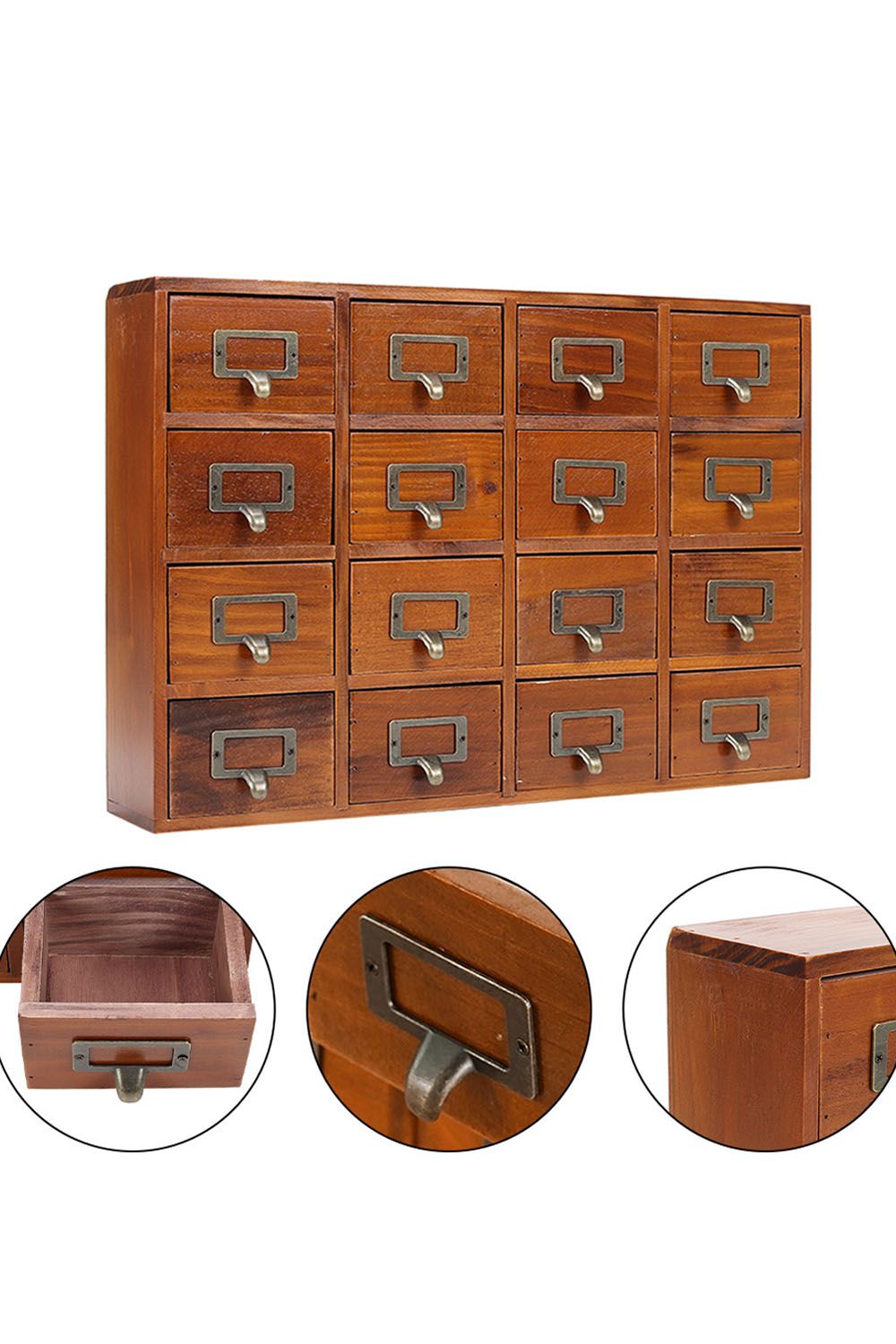 Living and Home Retro Wooden Drawer Organizer Box image 5