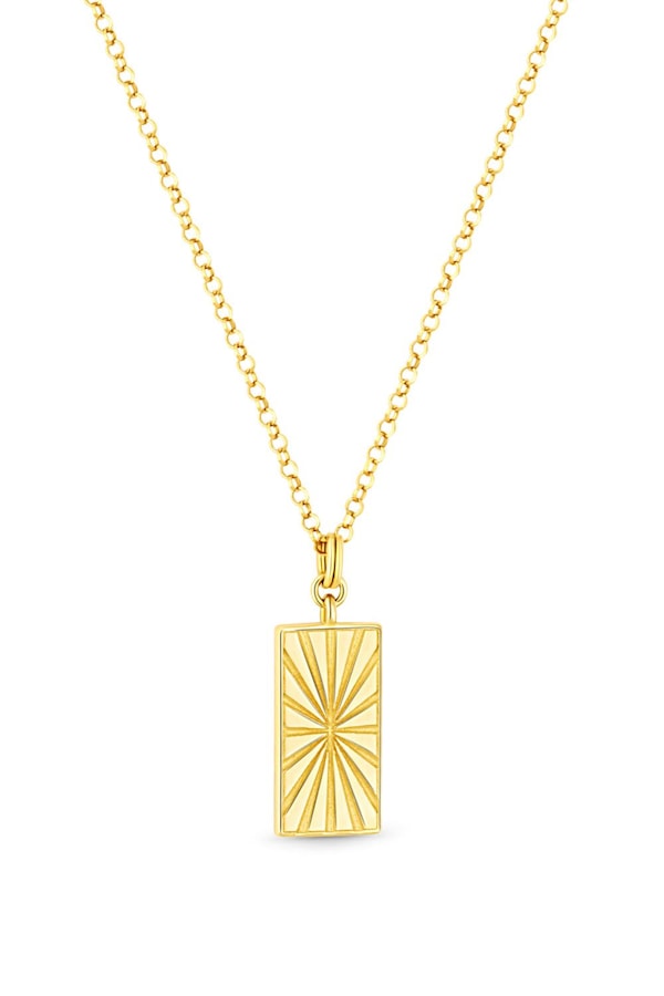 Simply Silver Simply Silver 14ct Gold Plated Sterling Silver 925 With Cubic Zirconia Rectangle Mystic Pendant