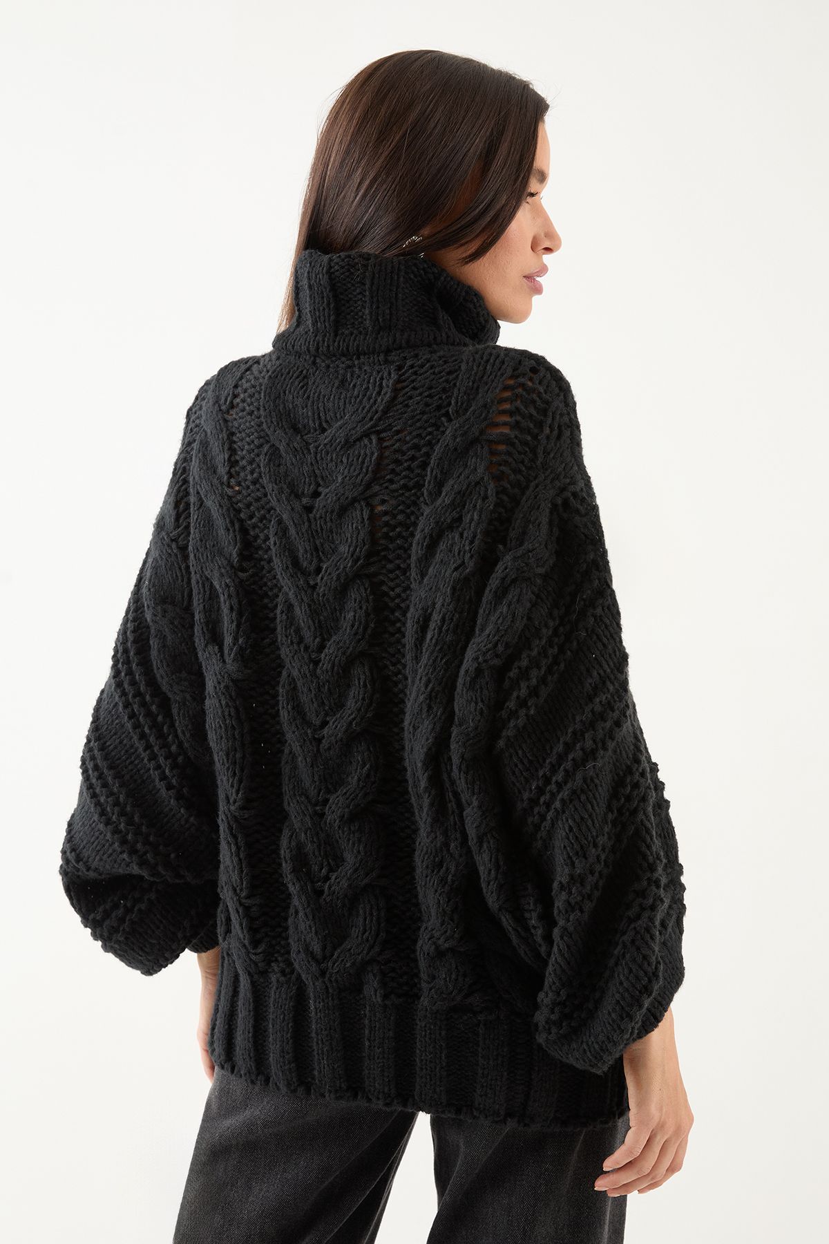 MissPap Chunky Cable Knitted Jumper Black image 3