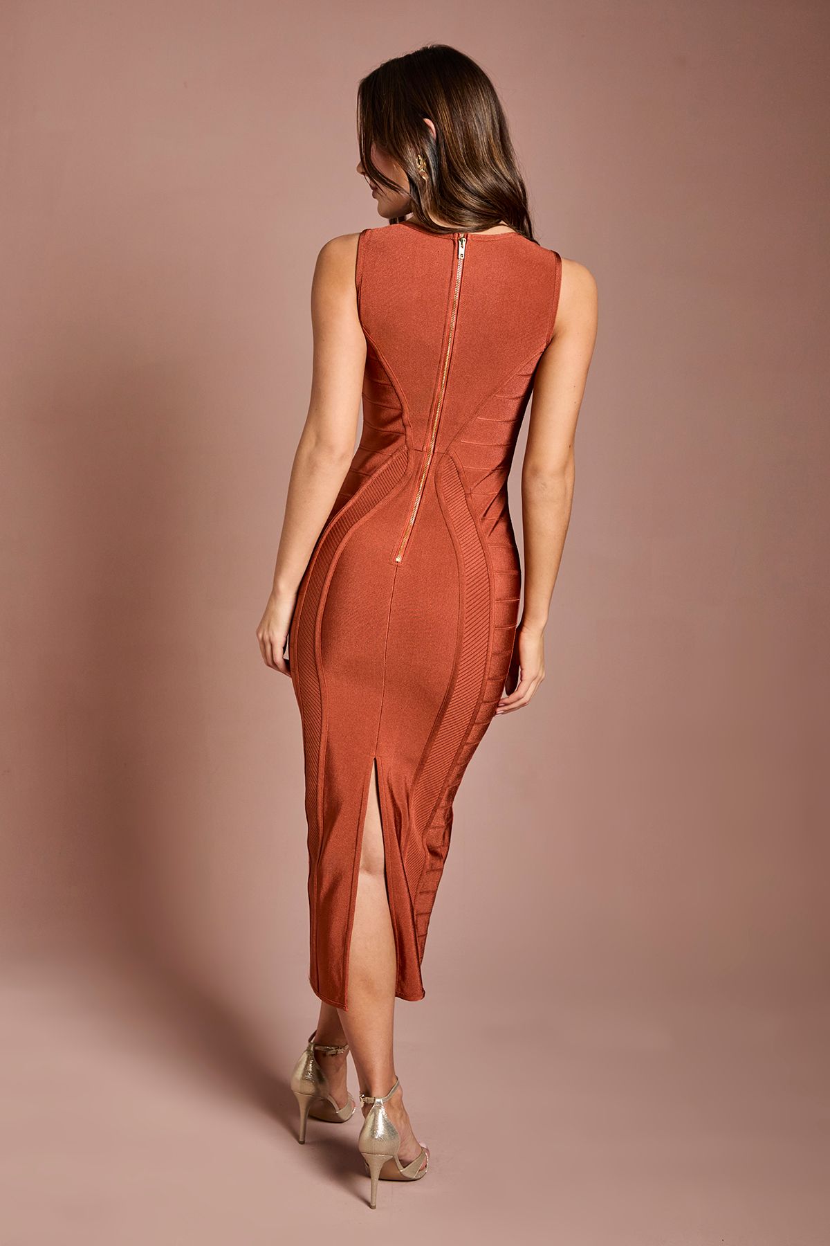 Coast Sleeveless Bandage Fitted Pencil Dress Rust image 3