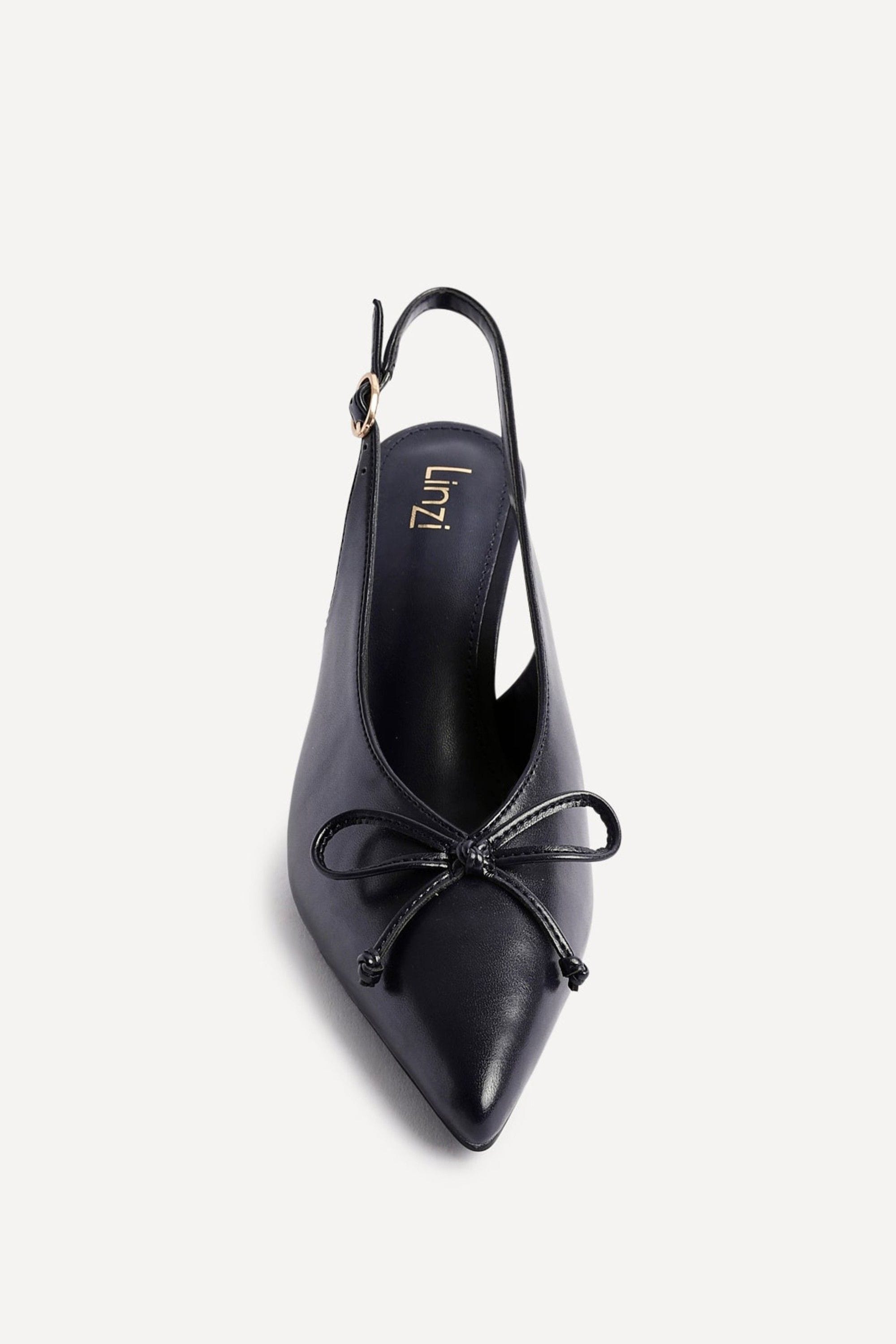Linzi Ribbon Navy Faux Leather Slingback Court Heel image 4
