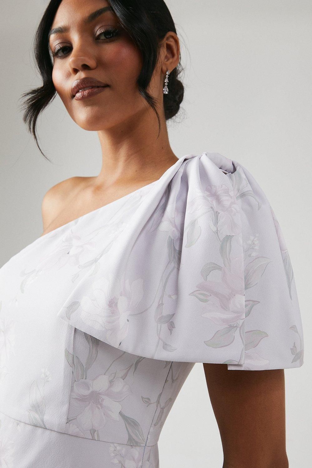 Coast Printed Bow One Shoulder Bridesmaid Dress Lilac Haze image 2