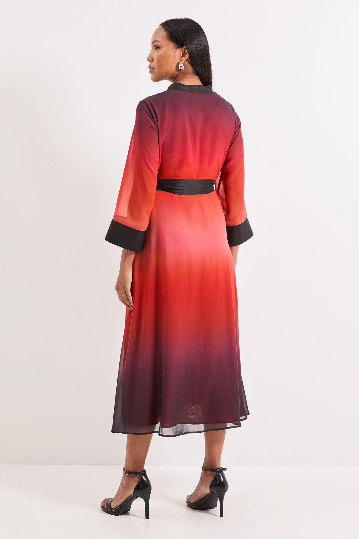 Principles Ombre Print Contrast Detail Shirt Dress Orange image 3