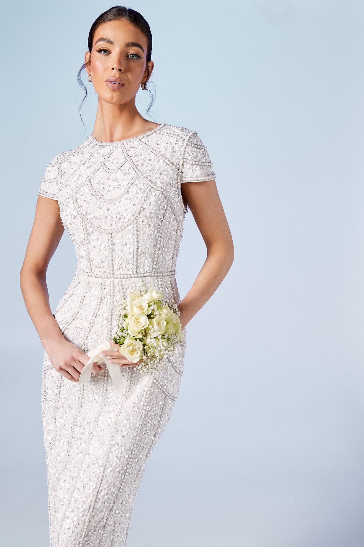 Coast Coast Honoured Pearl Embellished Cap Sleeve Wedding Dress Ivory image 2