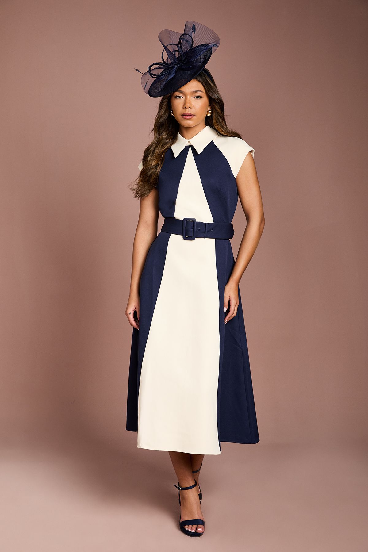 Coast Colour Block Panelled Midi Dress Ivory image 1