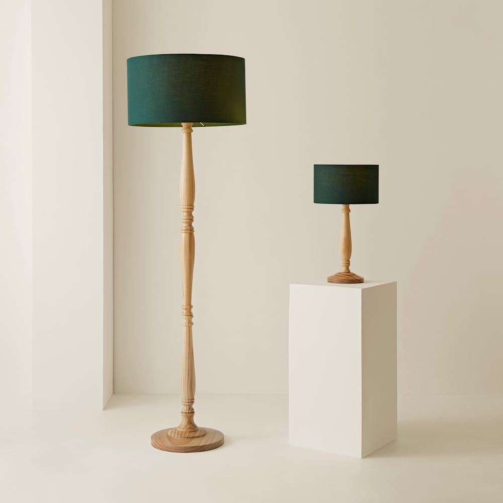 ValueLights Victoria Light Wood Traditional Table Lamp with Fabric Drum Shade and LED Bulb image 6