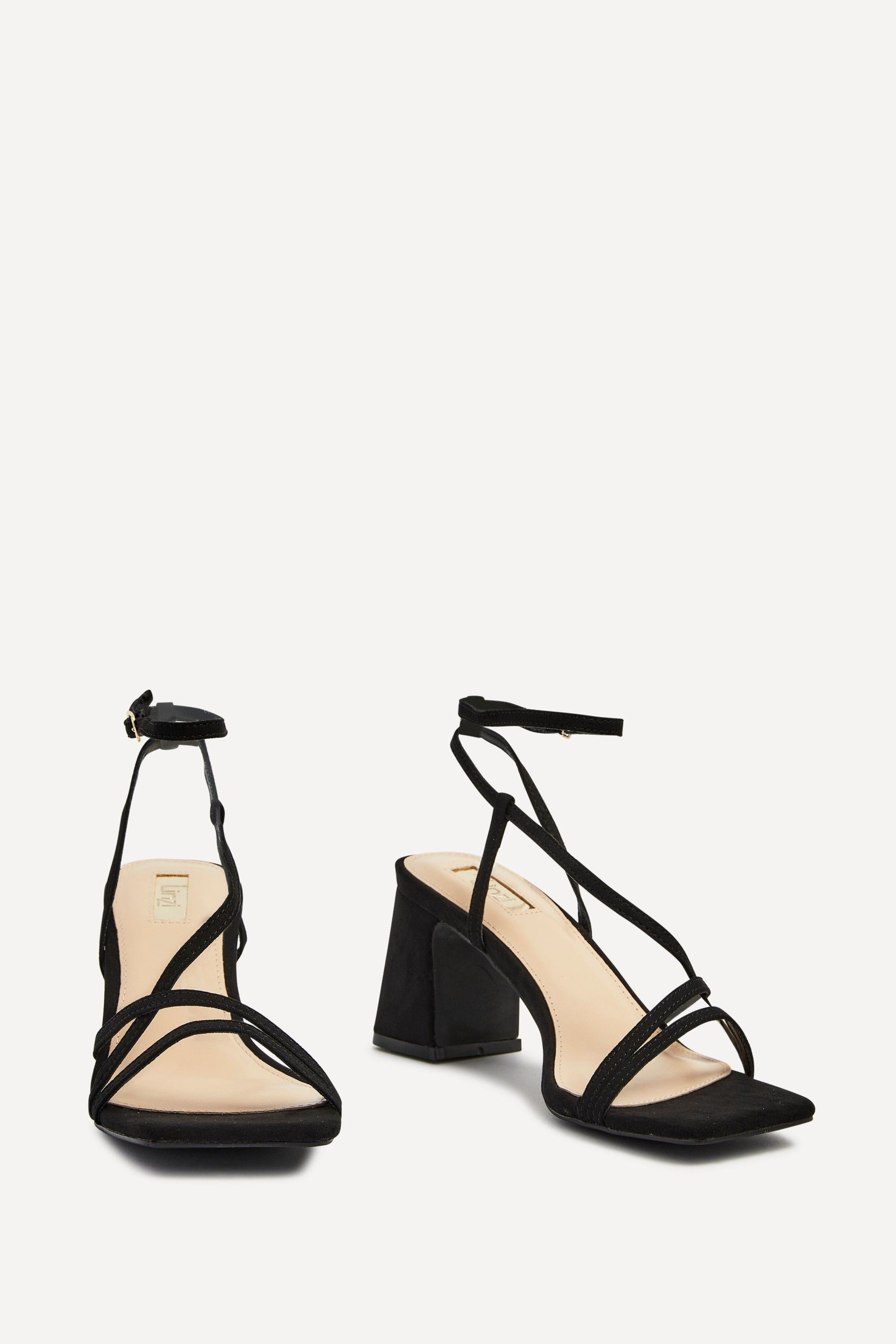 Linzi Memphis Black Faux Suede Crossover Slingback Block Heeled Sandal image 3