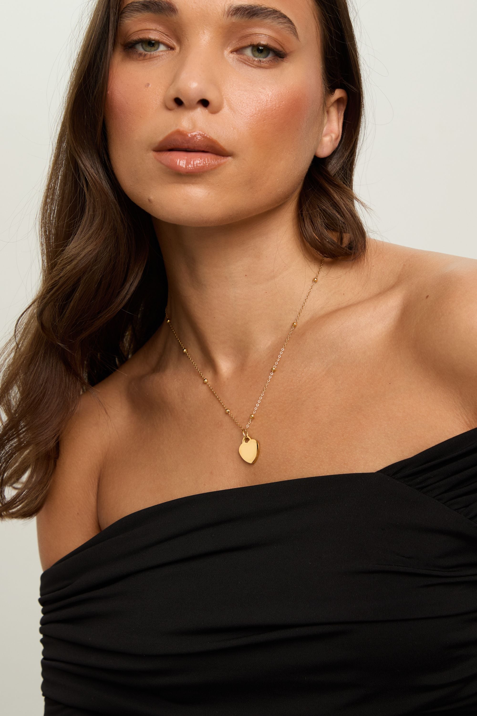 Jon Richard Gold Plated Stainless Steel Engravable Heart Ball Chain Necklace image 2