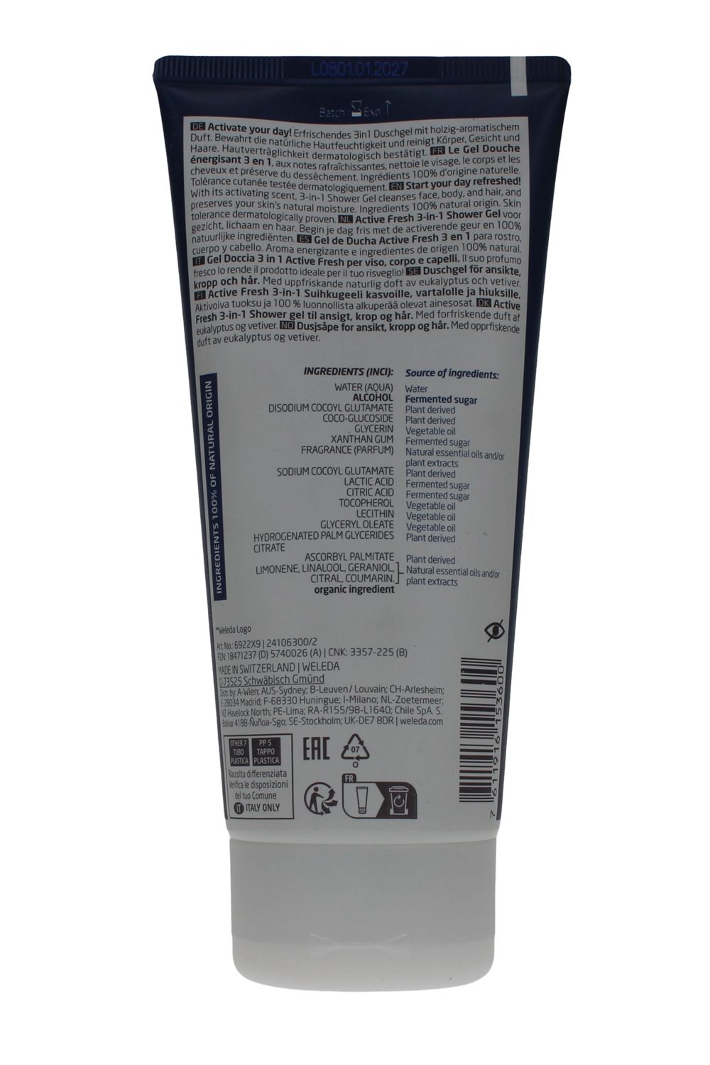 Weleda Active Fresh Shower Gel 200ml Multi image 2