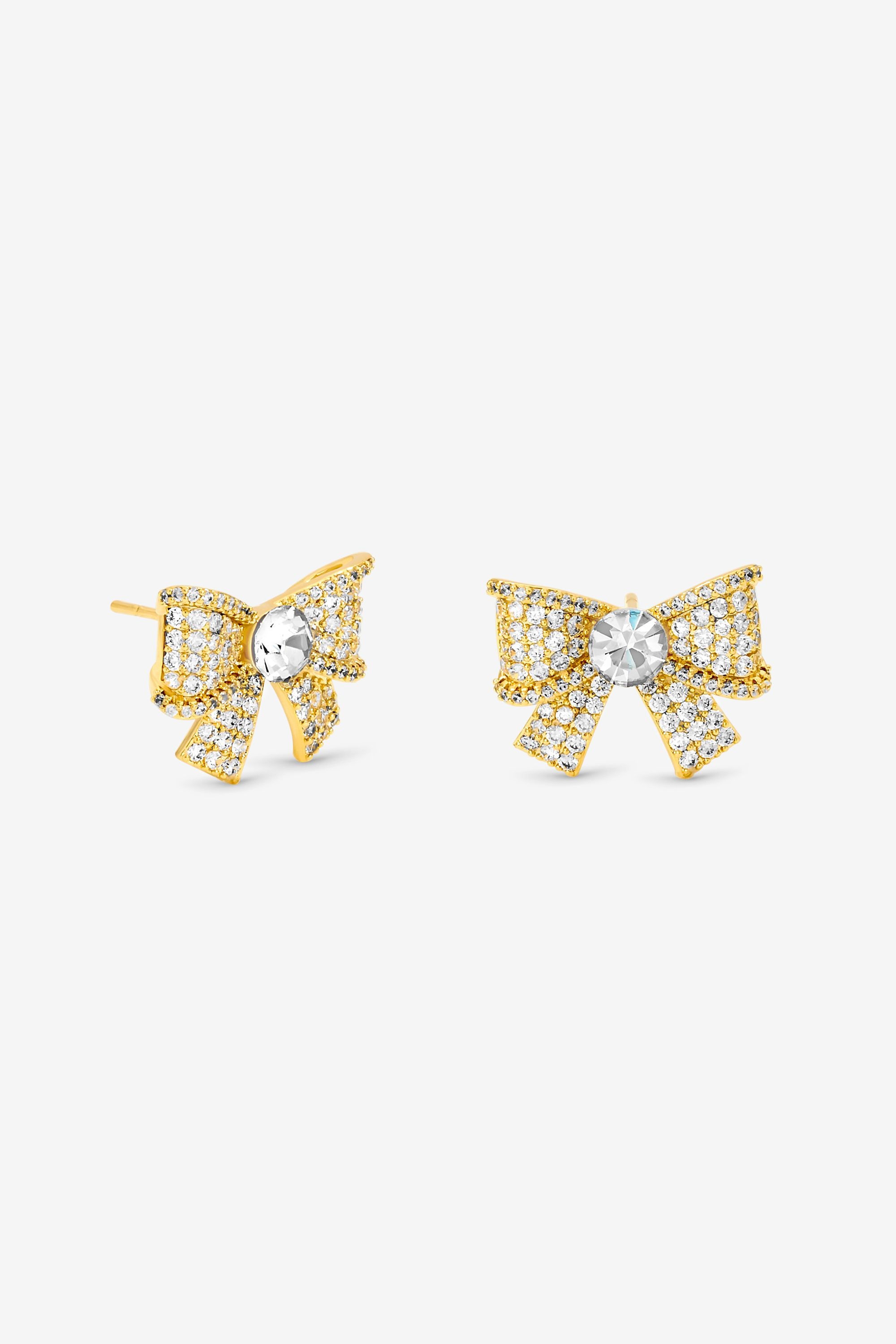 Jon Richard Gold Plated and Pave Bow Studs image 1
