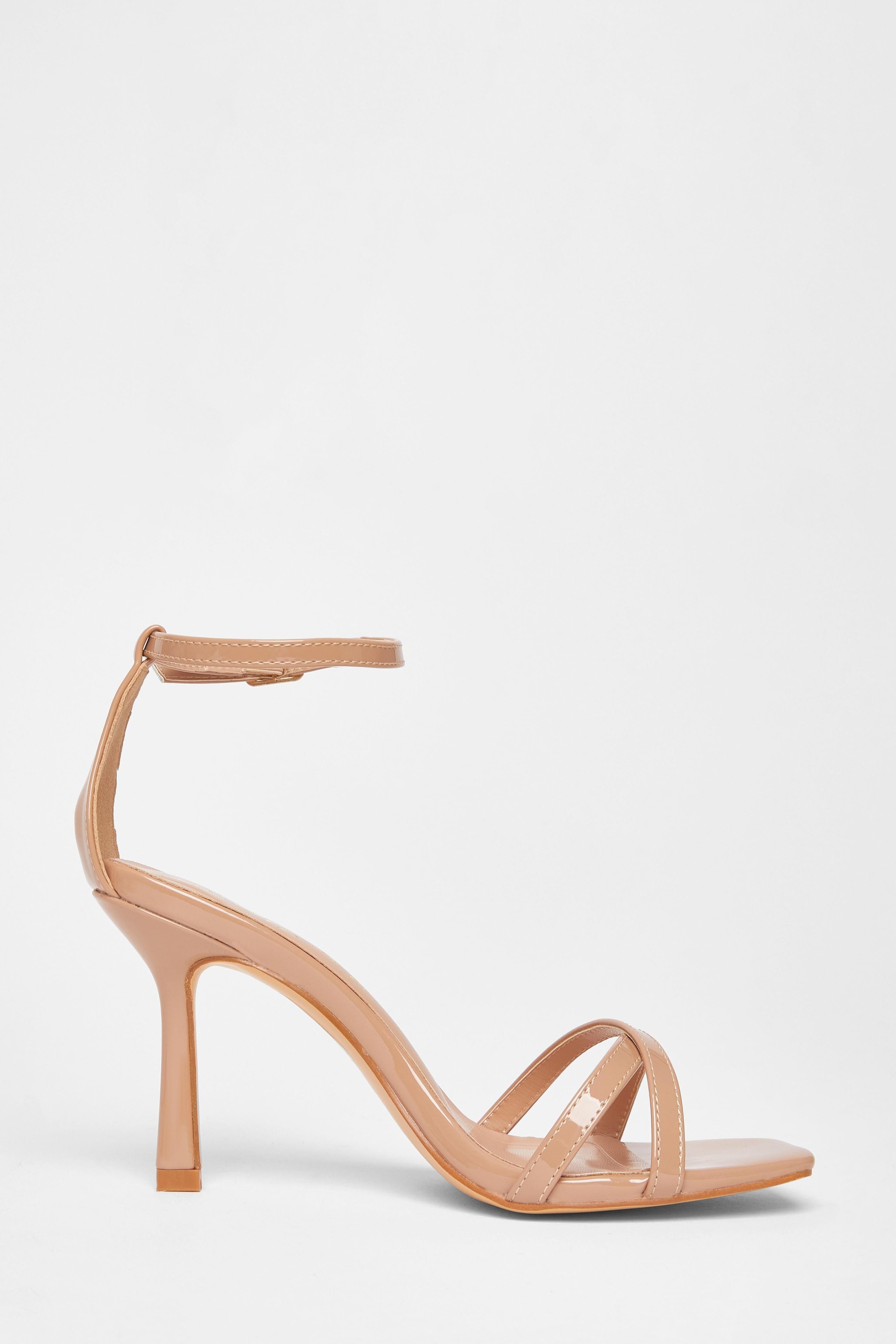 Quiz Nude Wide Fit Barely There Heels image 5