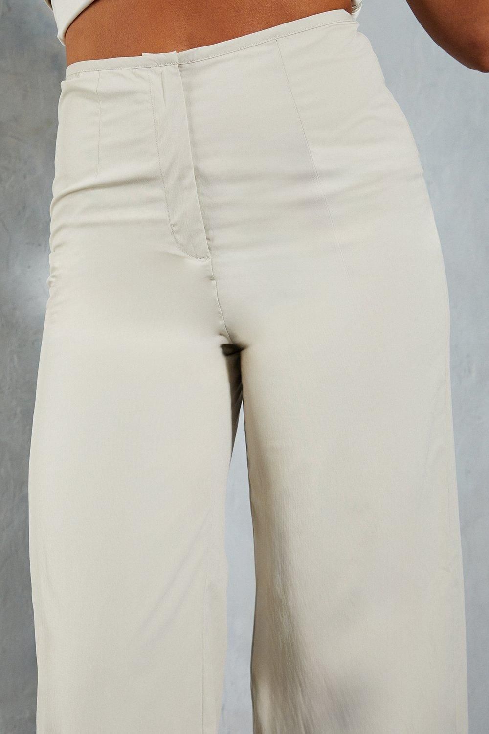 MissPap Lightweight Woven Tailored Straight Leg Trouser Stone image 2