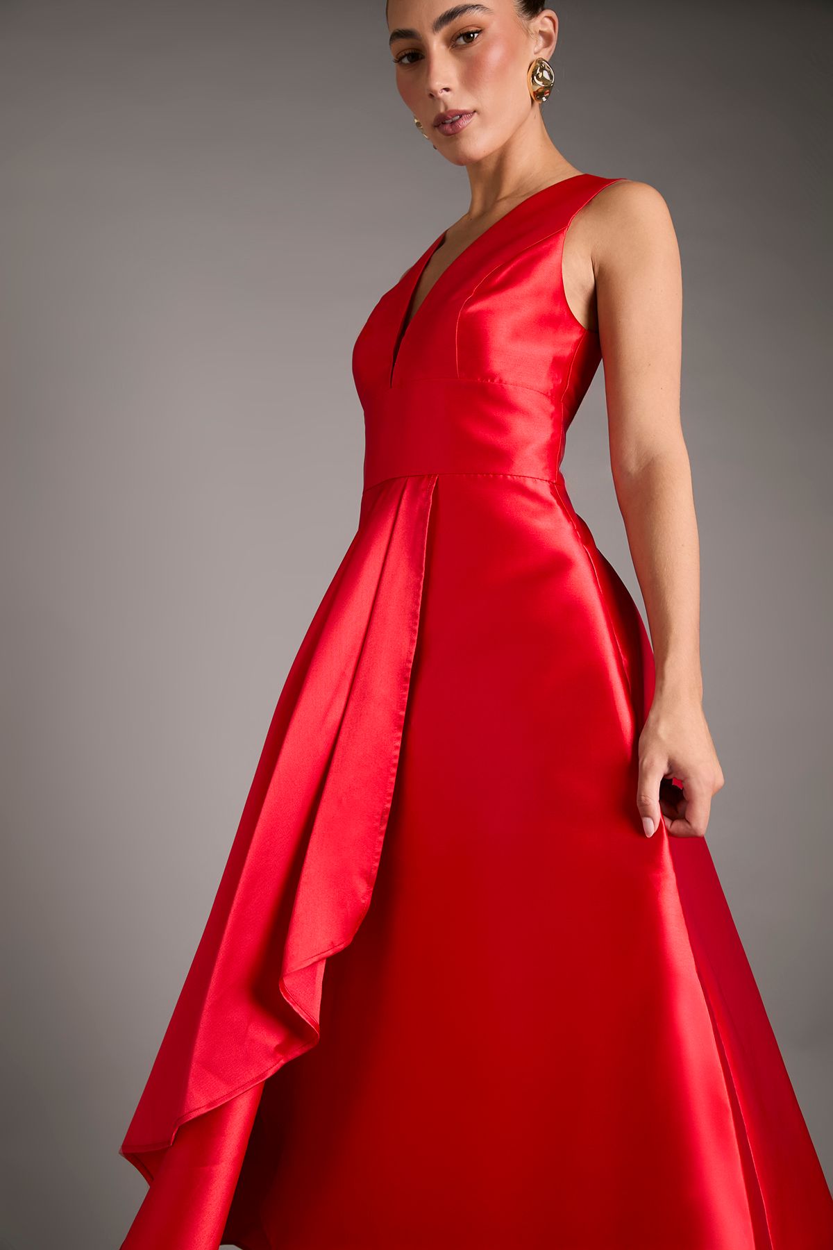 Coast Plunge Waterfall Maxi Dress Red image 4