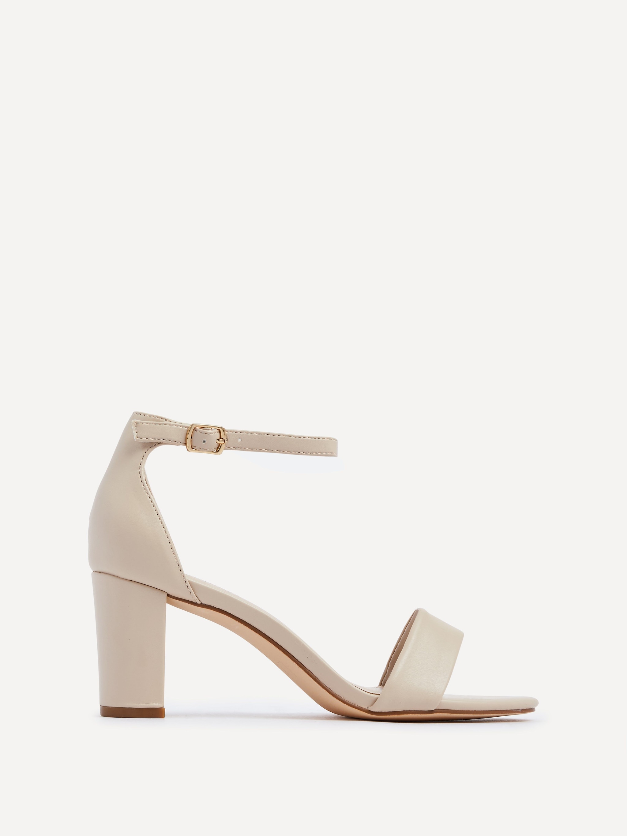 Linzi Frankie Nude Faux Leather Barely There Closed Back Block Heeled Sandal