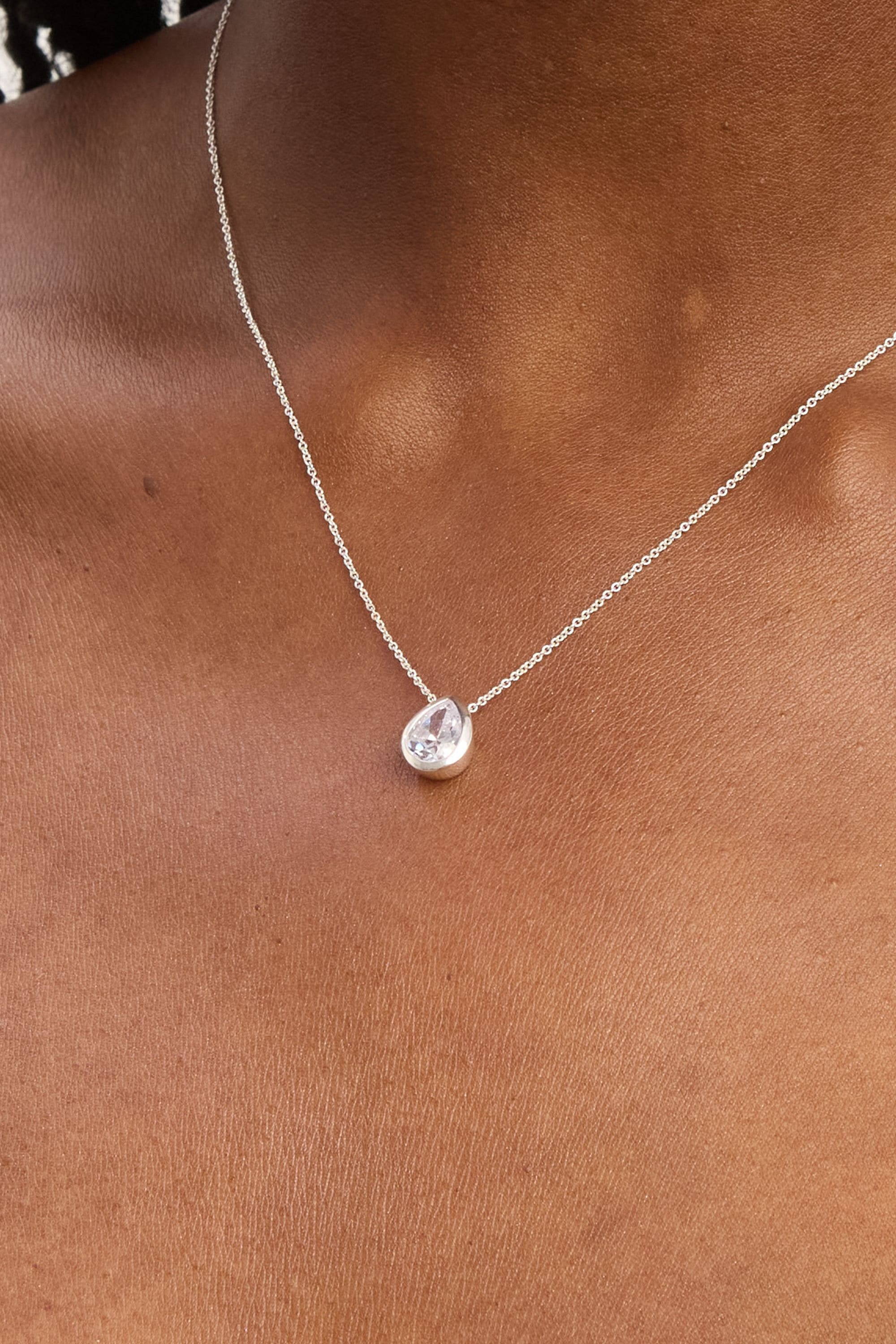 Simply Silver Sterling Silver 925 Cubic Zirconia Pear Pendant image 3