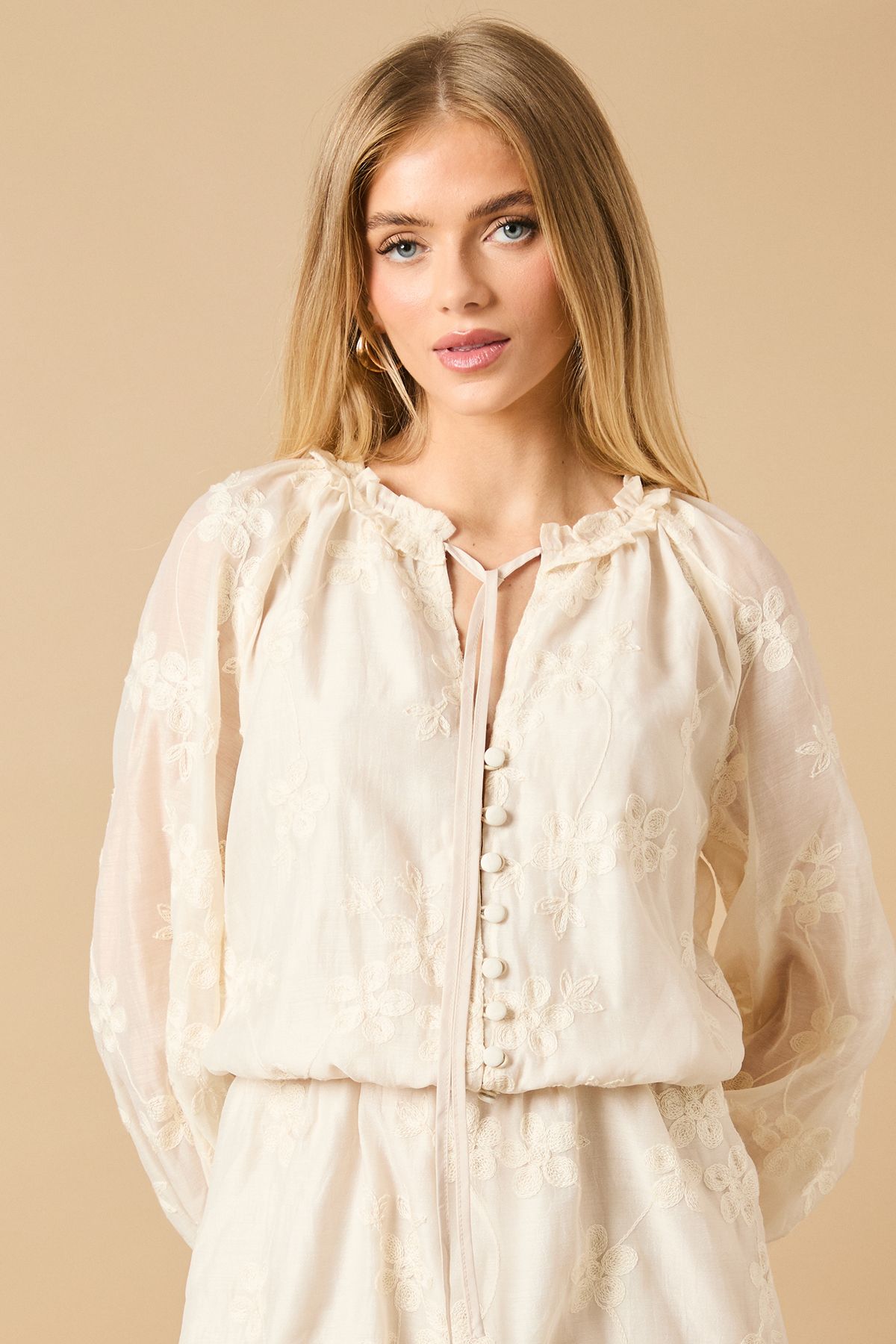 Oasis Button Up Floral Mini Dress Cream image 5