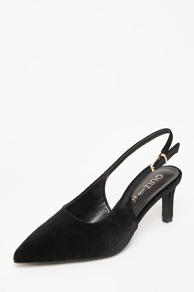 Quiz Black Wide Fit Slingback Court Heels