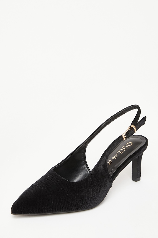 Quiz Black Wide Fit Slingback Court Heels