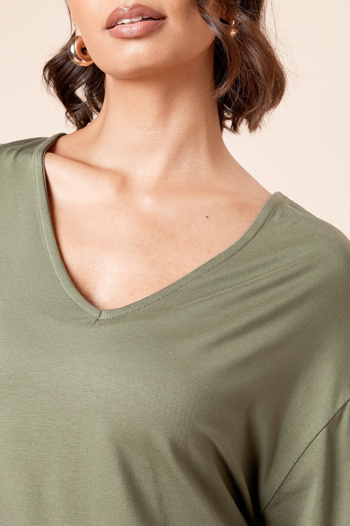 Dorothy Perkins V Neck Tunic Khaki image 4
