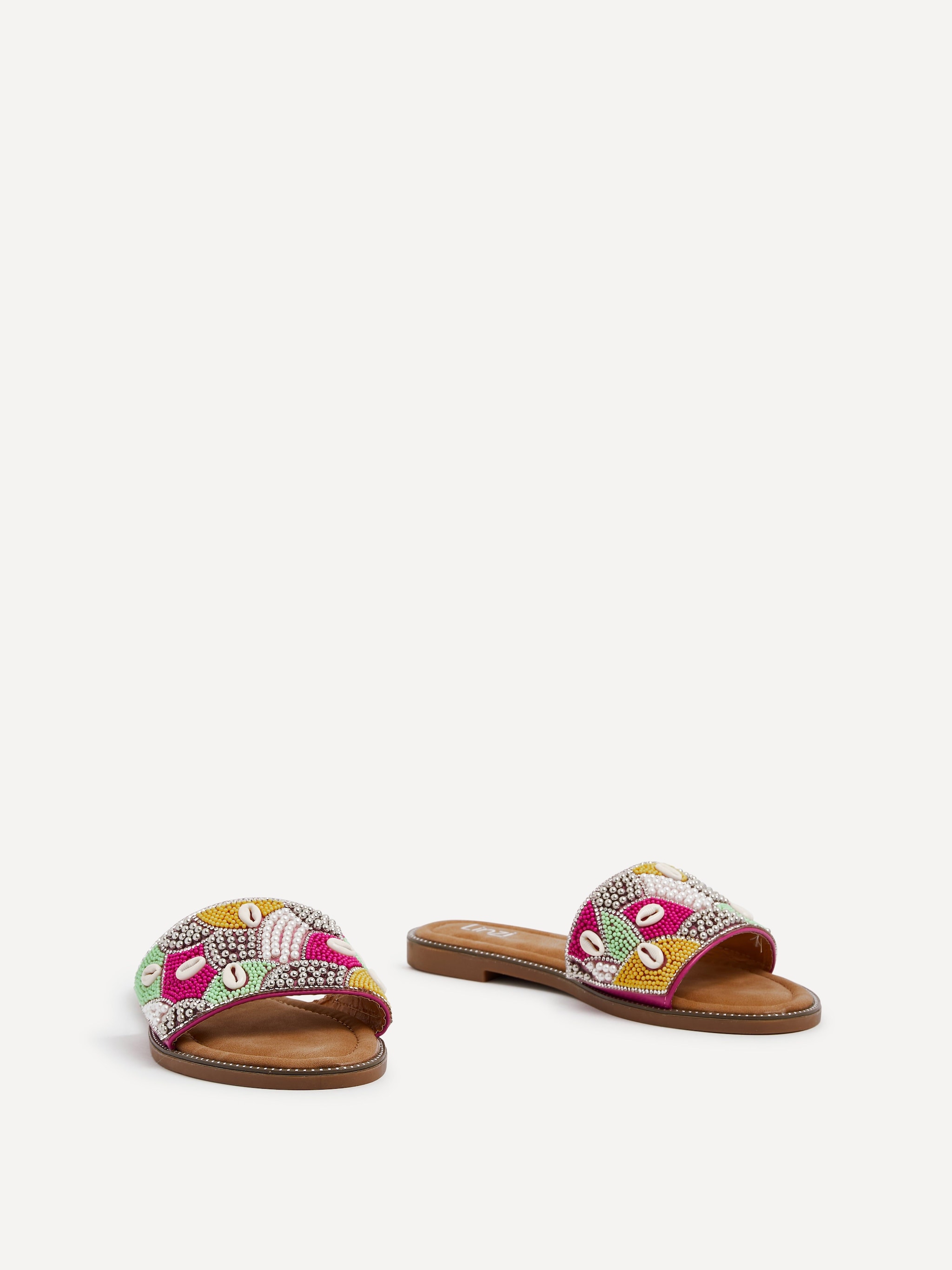 Linzi Seanna Fuchsia & Yellow Embellished Shell Slider image 3