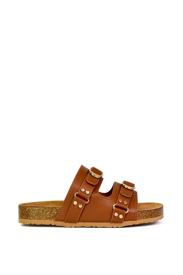 XY London 'Evan' Strappy Slip On  Buckle Flat Sandal Sliders
