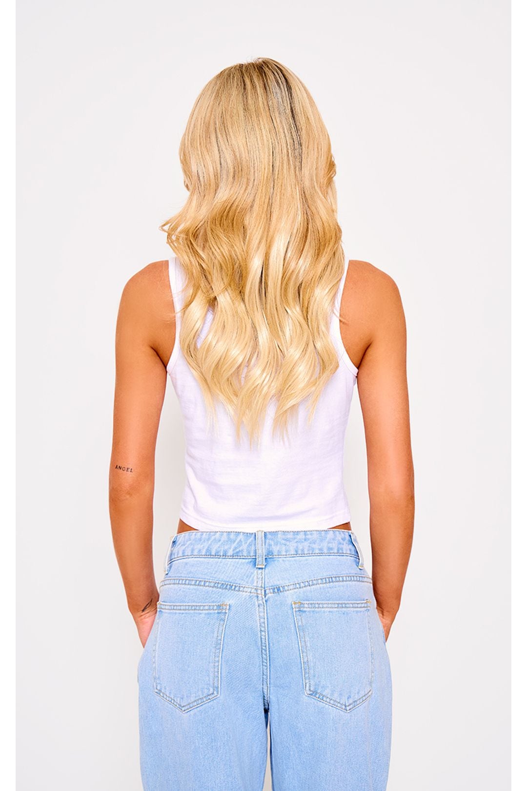 Lullabellz 18" 1 Piece Halo Brushed Out Hidden Wave Extensions Light Blonde image 4