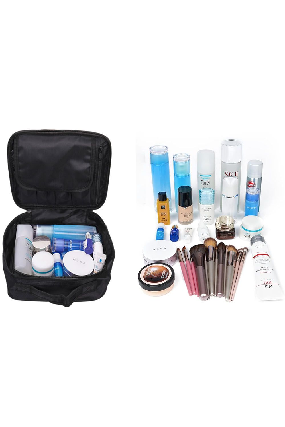 Living and Home Portable Travel Waterproof Makeup Bag Large Toiletry Bag For Dormitory & Bedroom Vanity Case image 3