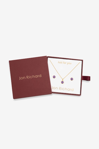 Jon Richard 14Ct Real Gold Plated Birthstone Bezel Set - December - Gift Boxed