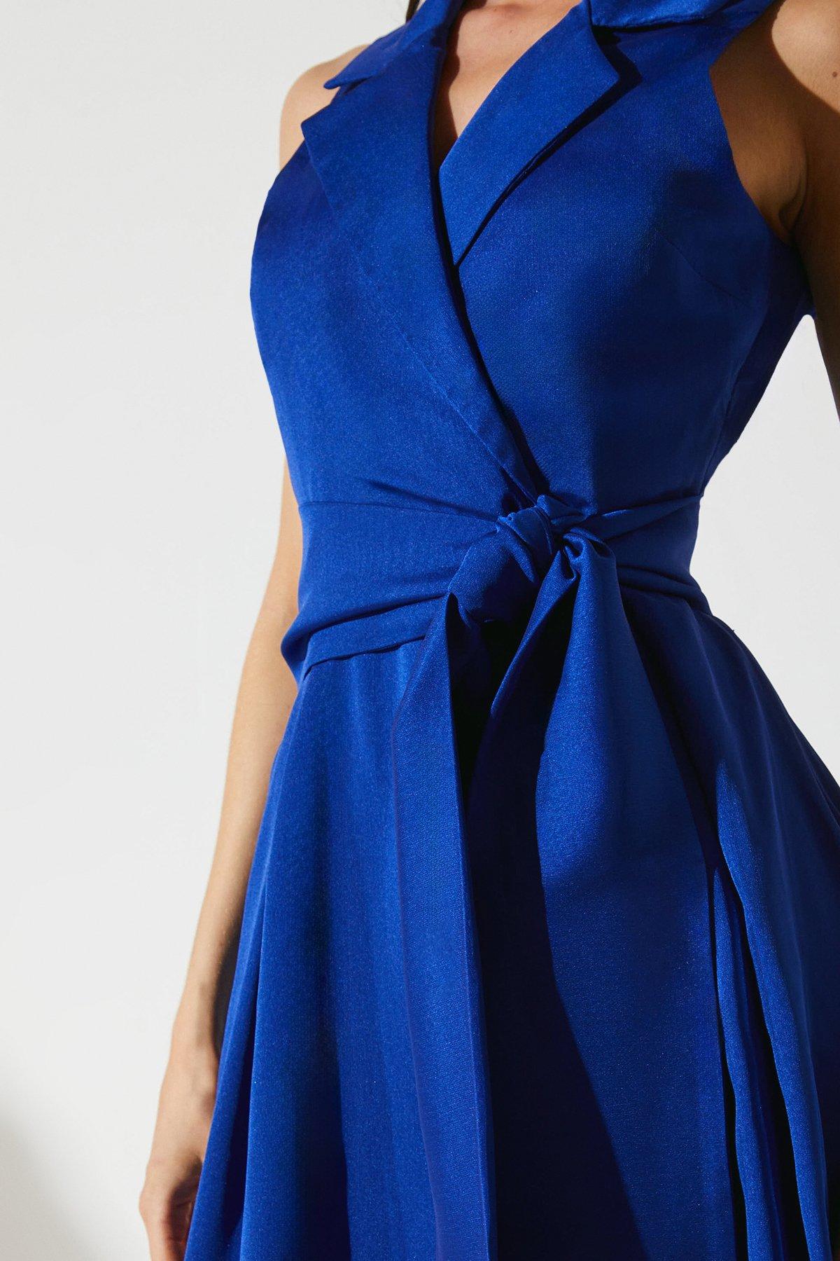 Coast Wrap Front Dress In Chiffon With Collar Navy image 4