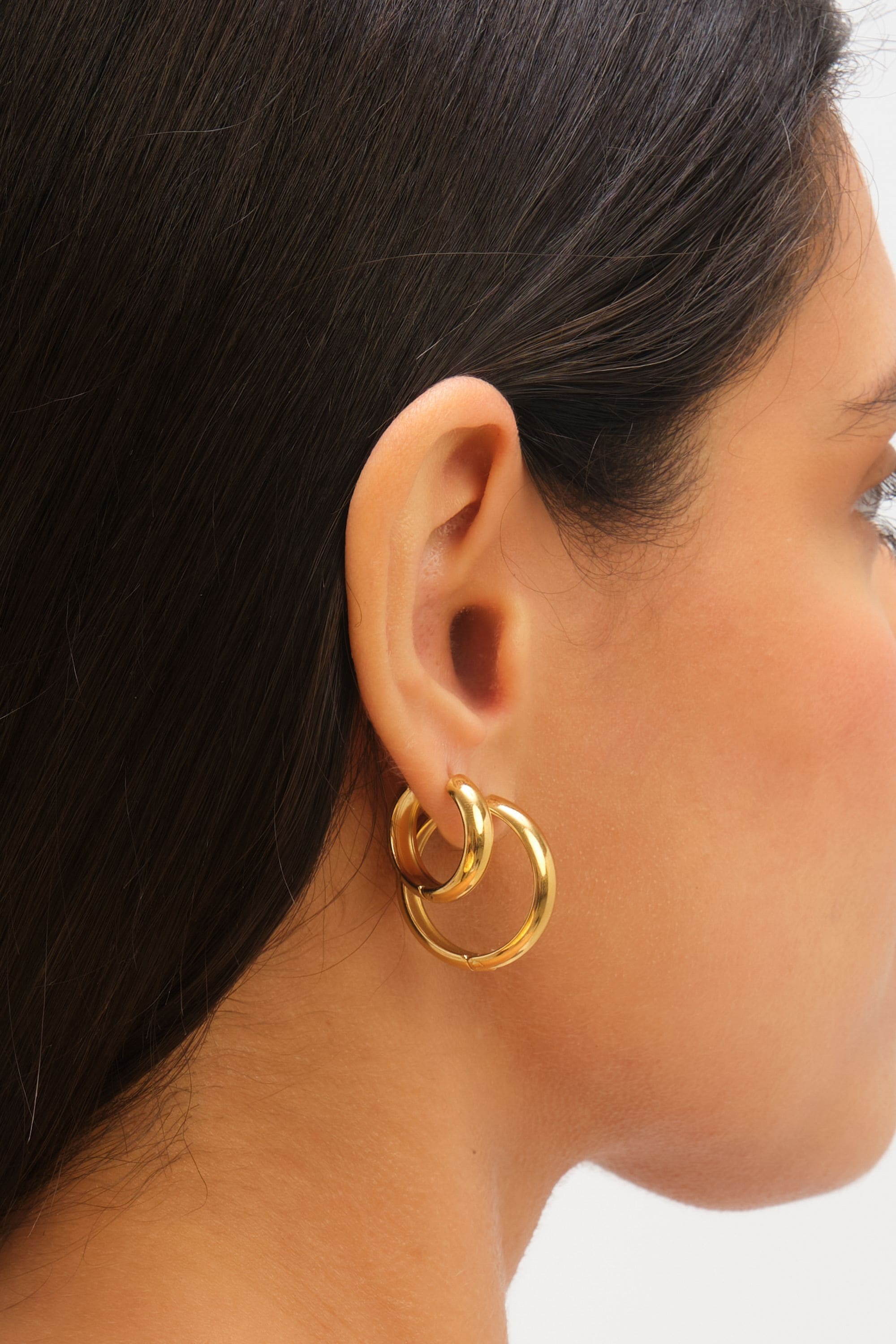 Jon Richard Waterproof Gold Plated Small Flat Surface Hoop Earrings image 2