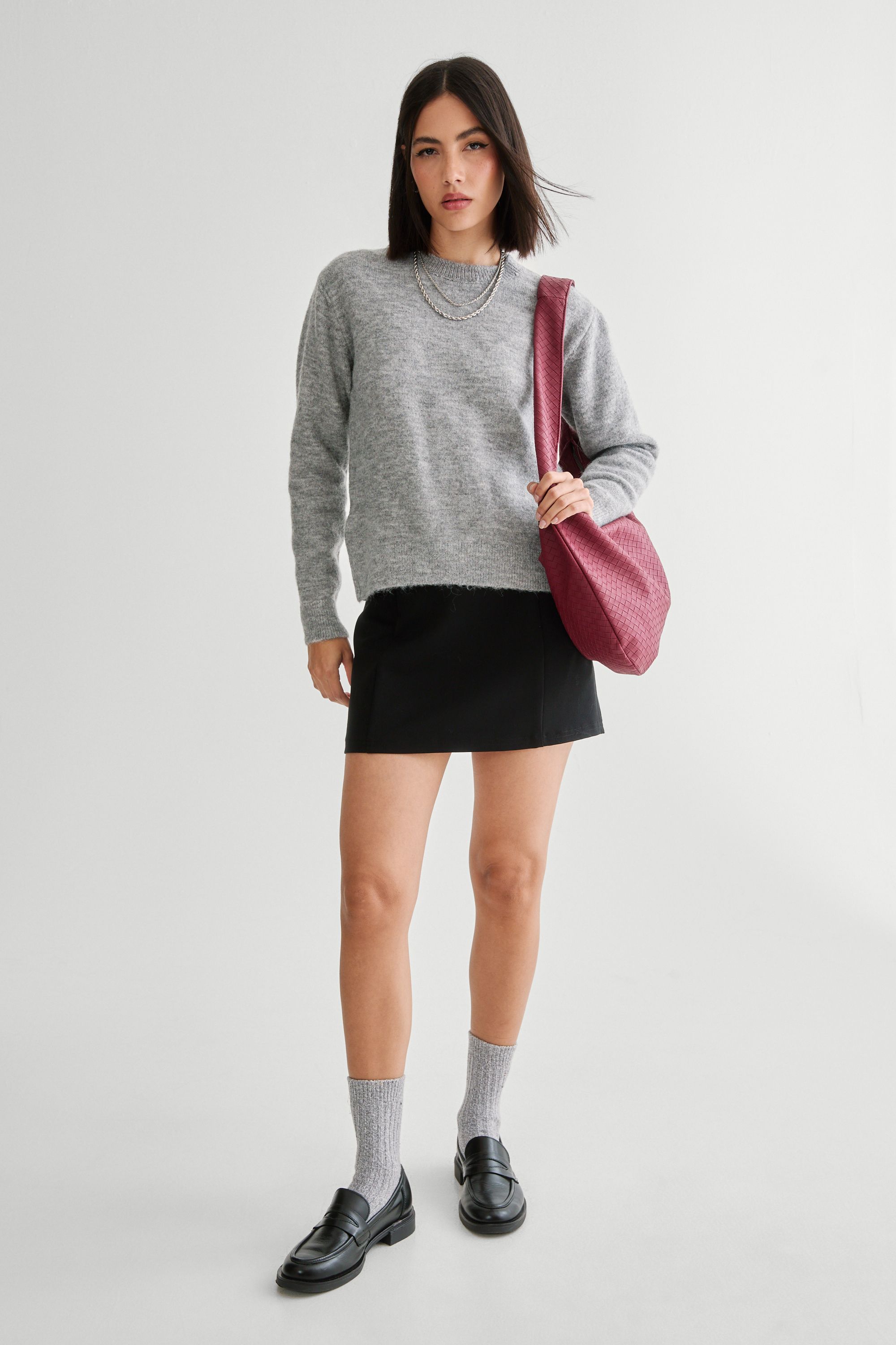 NastyGal Knit Crewneck Jumper Grey image 3