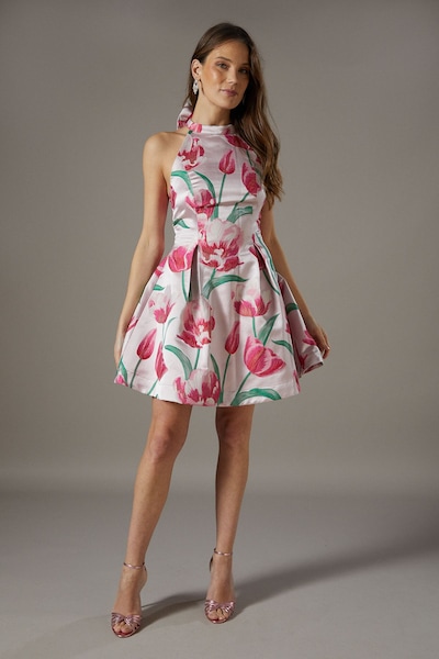 Coast Jacquard Halter Neck Mini Dress Blush