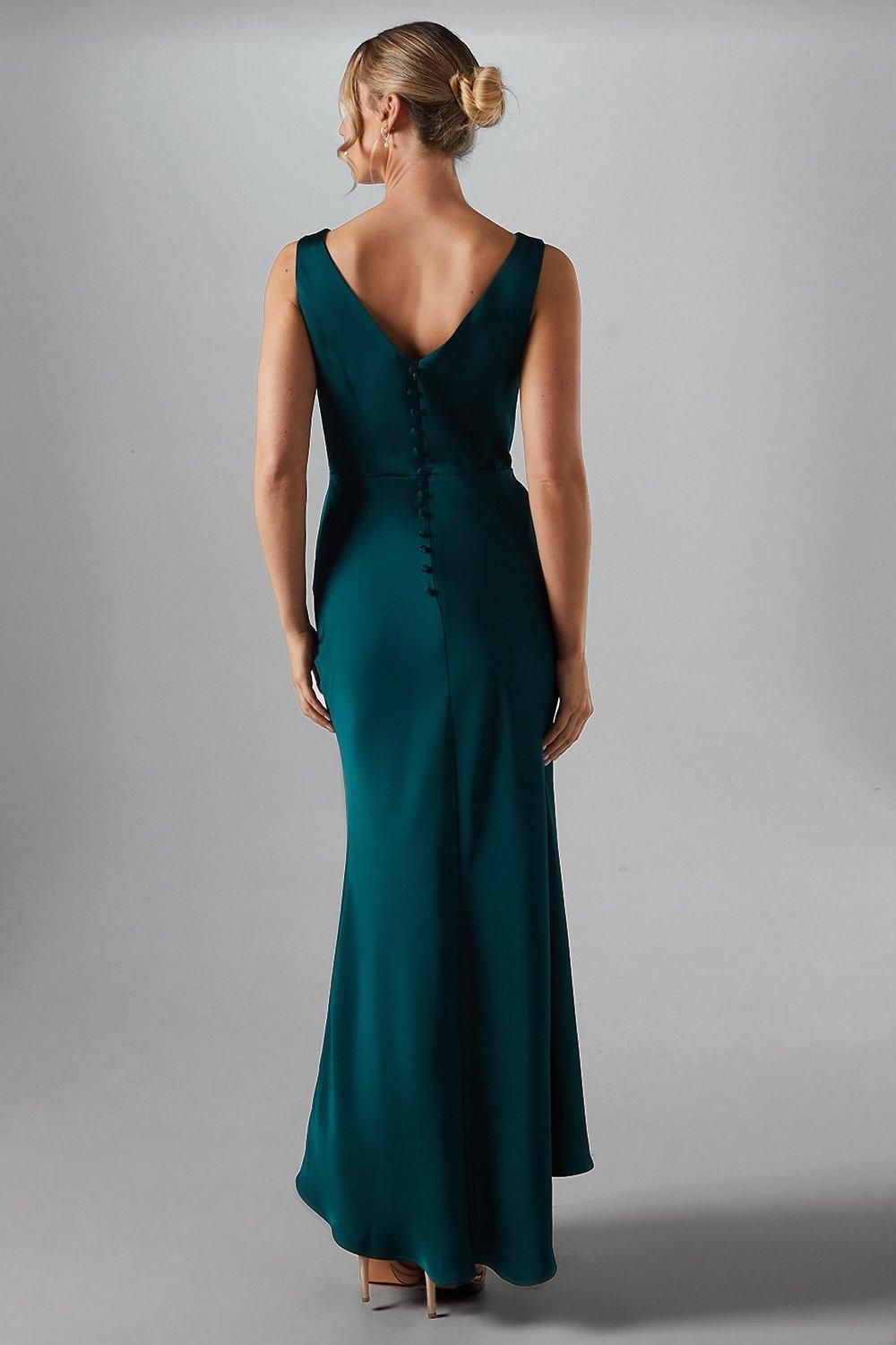 Coast Sleeveless Satin Bridesmaid Dress Emerald image 3