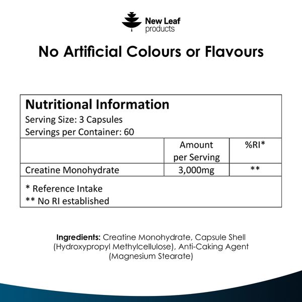 New leaf health Creatine Monohydrate Capsules 3000mg - Gym Workout Supplement image 6