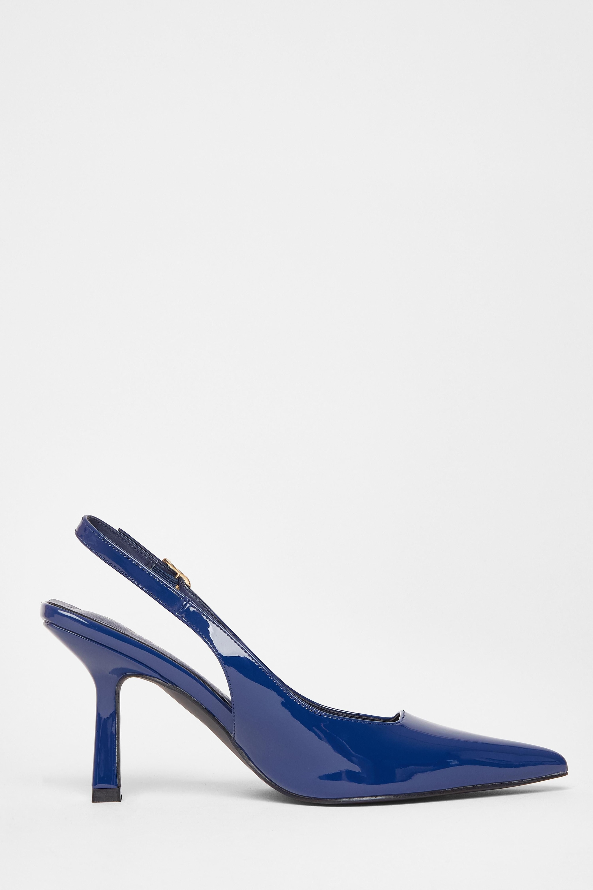 Quiz Blue Faux Leather Court Heels image 5